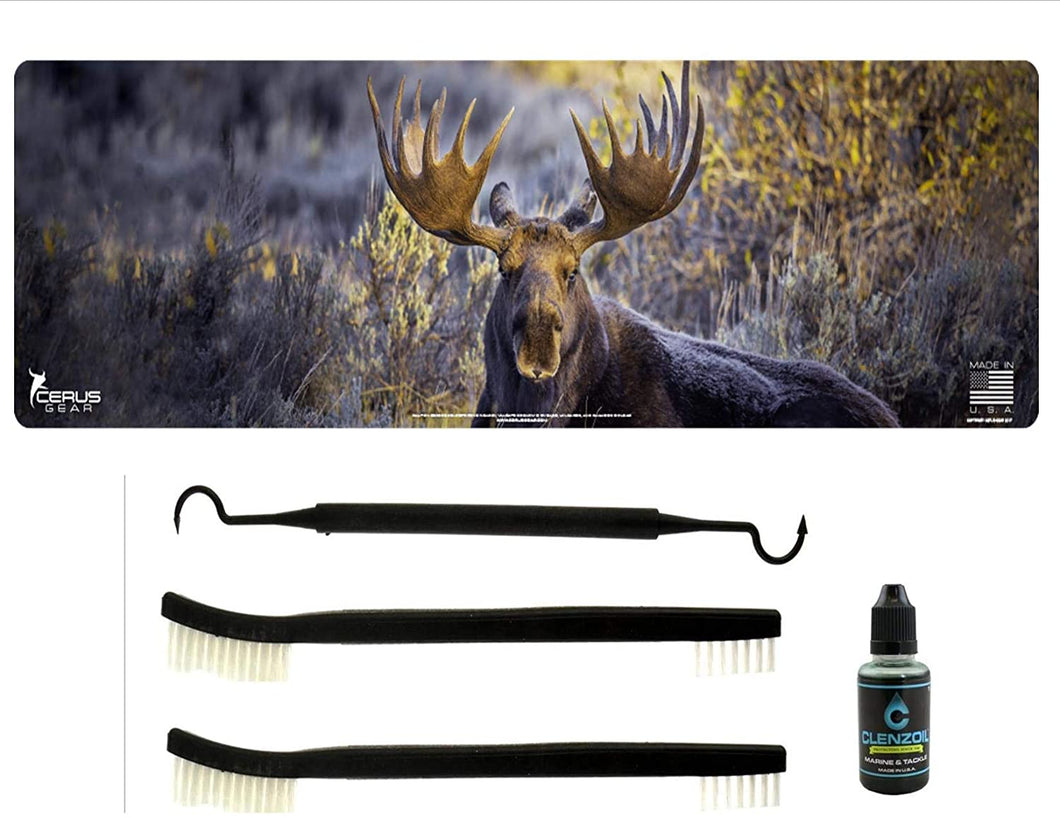 EDOGMoose Wildlife Series 700 5 Pc Schematic (Exploded View) Heavy Duty Rifle Cleaning 12”x 36” Padded Gun-Work Surface Protector Mat Solvent & Oil Resistant & 4 Pc Cleaning Essentials