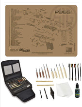 Load image into Gallery viewer, EDOG Gunslinger 20 PC Gun Cleaning Kit - Pistol Mat Compatible with Sig Sauer P365 Tan Flat Dark Earth - Schematic (Exploded View) Mat, Gunslinger Universal .22 .38 .357 9mm .40 &amp; .45 Caliber Kit