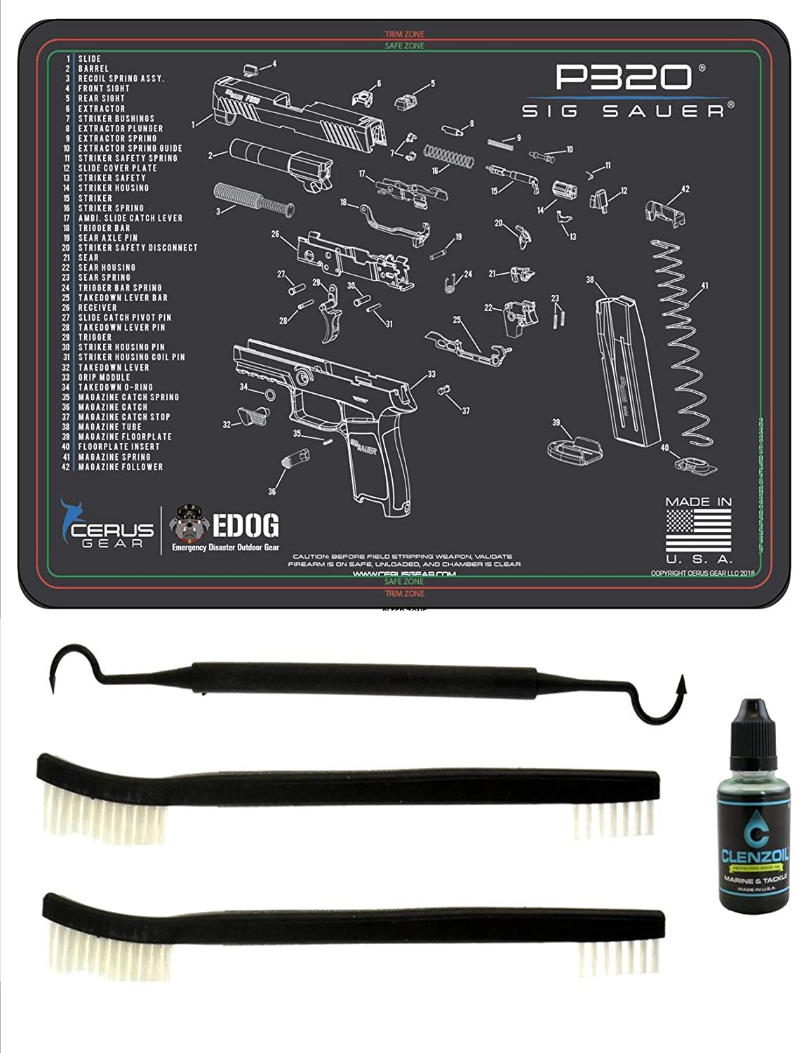 EDOG Beretta 92 Schematic Gun Cleaning Mat - 12x17 Inch Exploded View Pistol Mat Solvent Resistant