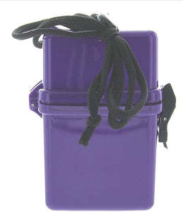Purple Waterproof Cigarette Pack Case (Spills & Splashes), with BIC Lighter & Bonus RFID Protection Credit Card Sleeve! - Travel Beach Pool Boating & Camping Hard ABS Plastic Lanyard & Carabiner