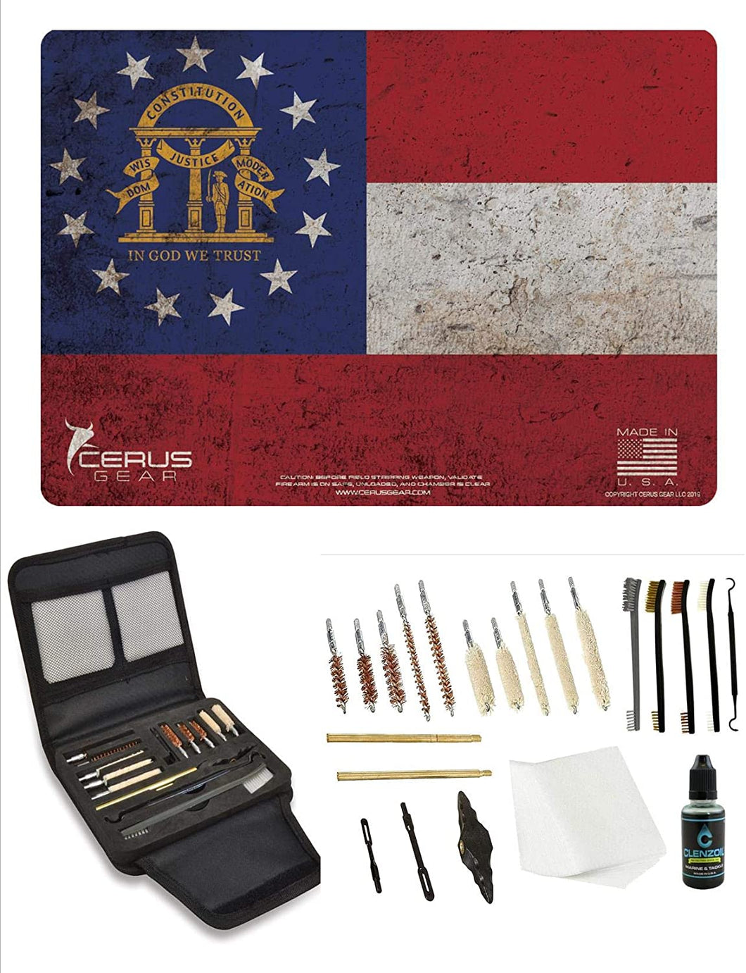 EDOG Gunslinger 20 PC Gun Cleaning Kit - Pistol Mat Georgia State Flag Handgun Honor & Pride Pistol Mat & Gunslinger .22 .38 .357 9MM .45 Gun Cleaning Kit