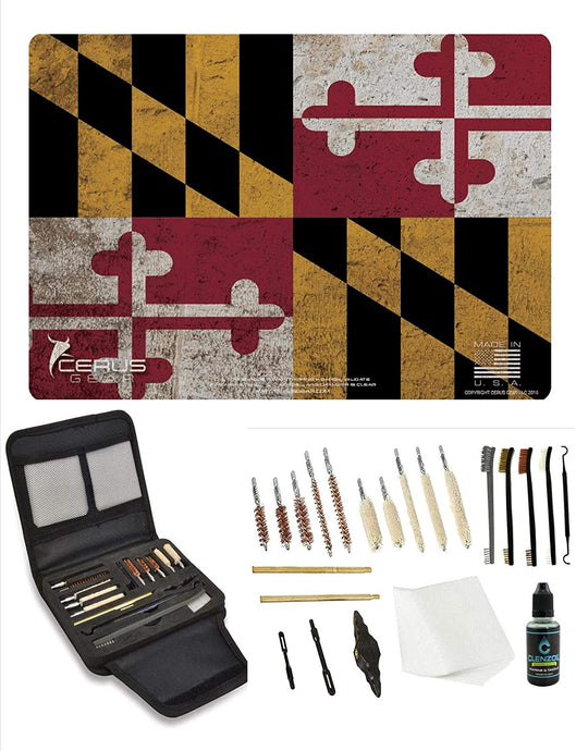 EDOG Gunslinger 20 PC Gun Cleaning Kit - Pistol Mat Maryland State Flag Handgun Honor & Pride Pistol Mat & Gunslinger .22 .38 .357 9MM .45 Gun Cleaning Kit