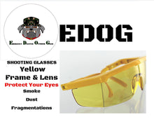 Load image into Gallery viewer, EDOG Shooting Hunting Safety Glasses | Yellow Frame | Yellow Plastic Lens | Soft Fabric Glass CASE Included | Will Slip Over EXISTING Glasses in Many Cases