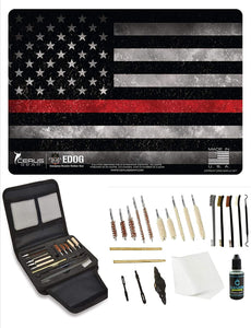 EDOG Gunslinger 20 PC Gun Cleaning Kit - Pistol Mat Thin Red Line Fire Fighters Handgun Honor & Pride Pistol Mat & Gunslinger .22 .38 .357 9MM .45 Gun Cleaning Kit