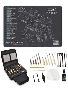 EDOG Gunslinger 20 PC Gun Cleaning Kit - Pistol Mat Compatible with CZ P-10C - Schematic (Exploded View) Mat, Gunslinger Universal .22 .38 .357 9mm .40 & .45 Caliber Kit
