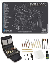 Load image into Gallery viewer, EDOG Gunslinger 20 PC Gun Cleaning Kit - Pistol Mat Compatible with Browning Buckmark - Schematic (Exploded View) Mat, Gunslinger Universal .22 .38 .357 9mm .40 &amp; .45 Caliber Kit