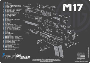 EDOG SIG M17 5 PC Cerus Gear Schematic (Exploded View) Heavy Duty Pistol Cleaning 12x17 Padded Gun-Work Surface Protector Mat Solvent & Oil Resistant & 3 PC Cleaning Essentials & Clenzoil