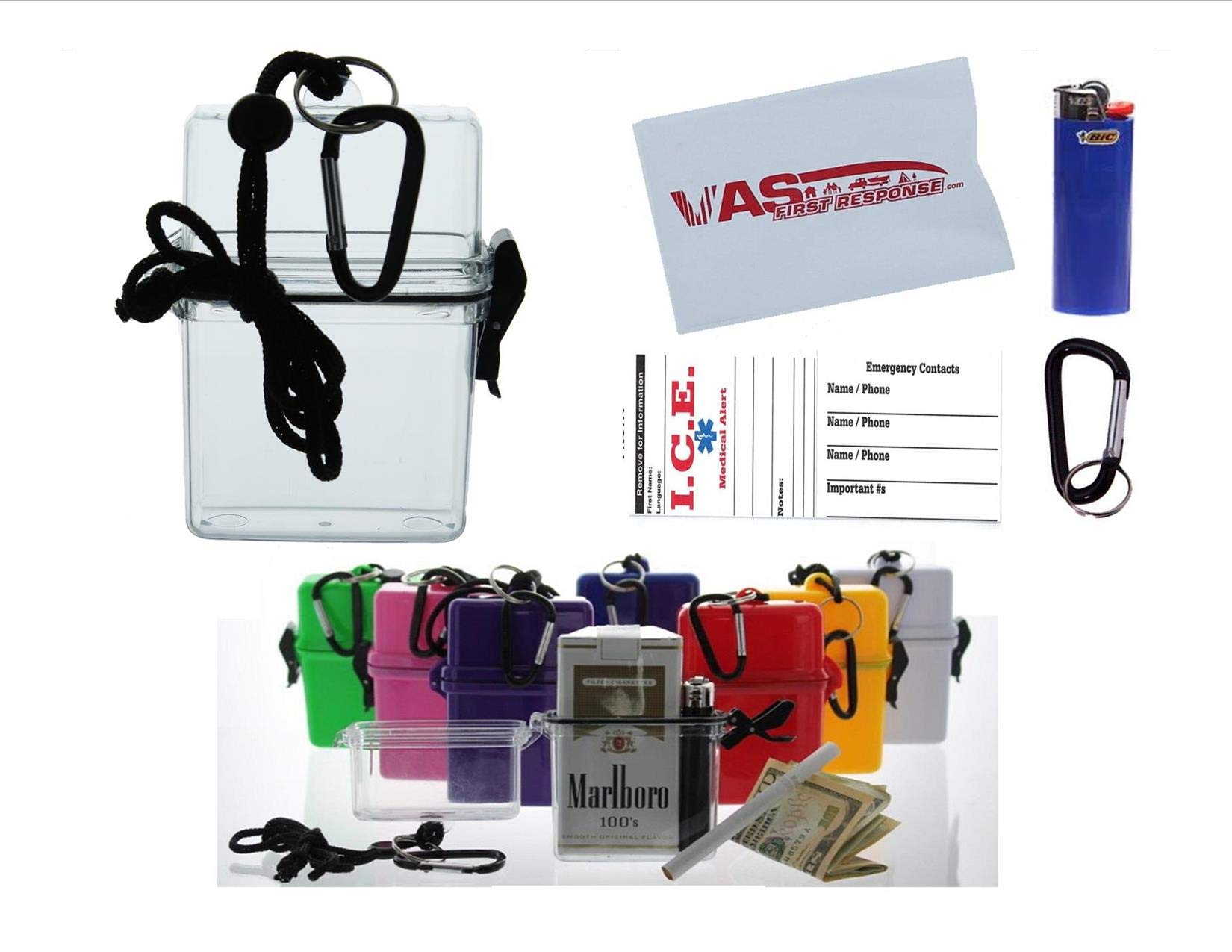 cigarette holder carabiner Waterproof Cigarette Case, with BIC Lighter Carabiner