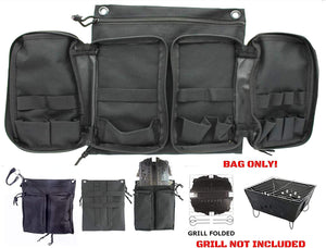 Portable Folding Barbecue Grill Stove Bag & SE BG107 Stove Bar-B-Que Grill Kits | Molle Straps | Carabiner Hooks | Backpacking | Hiking |Tail Gate Cooking (Deluxe Bag ONLY)