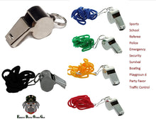 Load image into Gallery viewer, EDOG Metal COACHES SPORTS WHISTLE - Perfect for Referees Officials, Police, Lifeguards &amp; EmergencY- Set of 2 With Lanyards - Sports Whistles