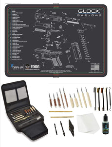 EDOG Gunslinger 20 PC Gun Cleaning Kit - Pistol Mat Compatible with G42 / G43 - Schematic (Exploded View) Mat, Gunslinger Universal .22 .38 .357 9mm .40 & .45 Caliber Kit