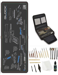EDOG Gunslinger 20 PC Gun Cleaning Kit - Pistol Mat Compatible with All Glock Pistols - Tan Instructional Step by Step Pistol Mat, Gunslinger Universal .22 .38 .357 9mm .40 & .45 Caliber Kit
