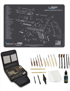 EDOG Gunslinger 20 PC Gun Cleaning Kit - Pistol Mat Compatible with Heckler & Koch HK USP Schematic (Exploded View) Mat, Gunslinger Universal .22 .38 .357 9mm .40 & .45 Caliber Kit