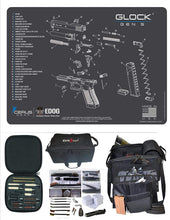 Load image into Gallery viewer, EDOG Glock Gen 5 Cerus Exploded View Schematic Gun Cleaning Mat &amp; R5 Handgun Pistol Range &amp; Duty Bag &amp; 28 Pc Handgun Cleaning Kit w Clenzoil CLP