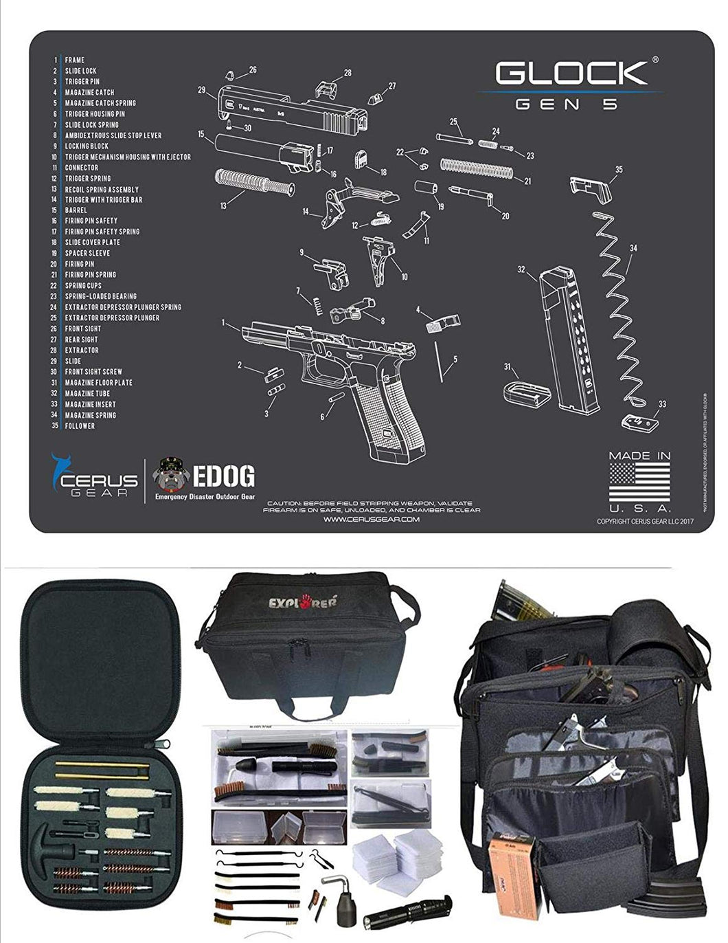 EDOG Glock Gen 5 Cerus Exploded View Schematic Gun Cleaning Mat & R5 H –  EDOG USA