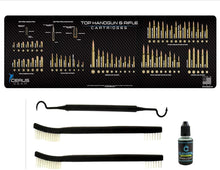 Load image into Gallery viewer, EDOG Top Gun XXL Top Handgun &amp; Rifle Cartridges Lifestyle Series Heavy Duty XXL Magnum Rifle Cleaning 12”x48” Padded Gun-Work Surface Protector Mat Solvent &amp; Oil Resistant &amp; 4 Pc Cleaning Essentials