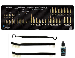 EDOG Top Gun XXL Top Handgun & Rifle Cartridges Lifestyle Series Heavy Duty XXL Magnum Rifle Cleaning 12”x48” Padded Gun-Work Surface Protector Mat Solvent & Oil Resistant & 4 Pc Cleaning Essentials