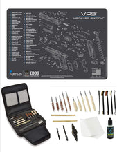 Load image into Gallery viewer, EDOG Gunslinger 20 PC Gun Cleaning Kit - Pistol Mat Compatible with Heckler &amp; Koch HK VP9 - Schematic (Exploded View) Mat, Gunslinger Universal .22 .38 .357 9mm .40 &amp; .45 Caliber Kit