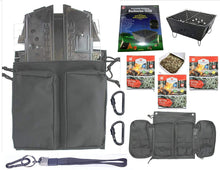 Load image into Gallery viewer, Portable Folding Barbecue Grill Stove Bag &amp; SE BG107 Stove Bar-B-Que Grill Kits | Molle Straps | Carabiner Hooks | Backpacking | Hiking |Tail Gate Cooking (Deluxe Bag, Stove &amp; Wise FIRE)