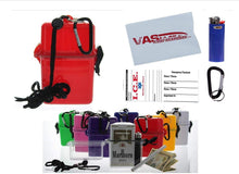 Load image into Gallery viewer, Red Waterproof Cigarette Pack Case (Spills &amp; Splashes), with BIC Lighter &amp; Bonus RFID Protection Credit Card Sleeve! - Travel Beach Pool Boating &amp; Camping Hard ABS Plastic Lanyard &amp; Carabiner