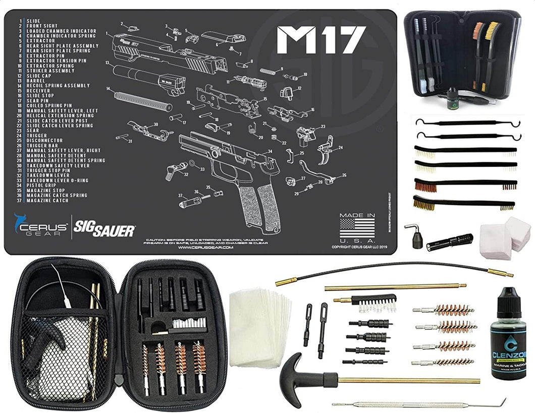 EDOG SIG M17 (Exploded View) PPistol Cleaning Mat & Range Warrior Handgun Cleaning Kit & E.D.O.G. Tac Pak Cleaning Essentials
