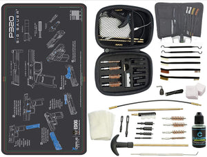 EDOG Premier 30 Pc Gun Cleaning System - Compatible with Sig P320 - Instructional Step by Step Pistol Mat, Range Warrior Universal .22 9mm - .45 Kit & Tac Book Accessories Set