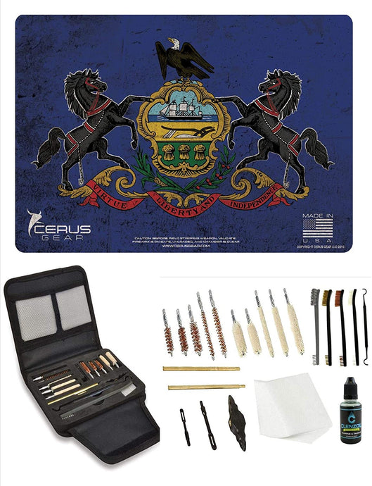 EDOG Gunslinger 20 PC Gun Cleaning Kit - Pistol Mat Pennsylvania State Flag Handgun Honor & Pride Pistol Mat & Gunslinger .22 .38 .357 9MM .45 Gun Cleaning Kit