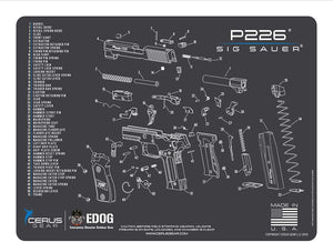 Range Warrior 27 Pc Gun Cleaning Kit - Compatible with Sig P226 - Schematic (Exploded View) Mat .22 9mm - .45 Kit