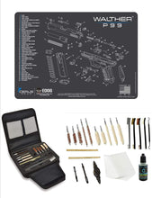 Load image into Gallery viewer, EDOG Gunslinger 20 PC Gun Cleaning Kit - Pistol Mat Compatible with Walther P99 - Schematic (Exploded View) Mat, Gunslinger Universal .22 .38 .357 9mm .40 &amp; .45 Caliber Kit