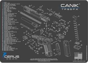 EDOG Canik TP9 SFX 5 PC Cerus Gear Schematic (Exploded View) Heavy Duty Pistol Cleaning 12x17 Padded Gun-Work Surface Protector Mat Solvent & Oil Resistant & 3 PC Cleaning Essentials & Clenzoil