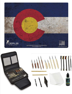 EDOG Gunslinger 20 PC Gun Cleaning Kit - Pistol Mat Colorado State Flag Handgun Honor & Pride Pistol Mat & Gunslinger .22 .38 .357 9MM .45 Gun Cleaning Kit