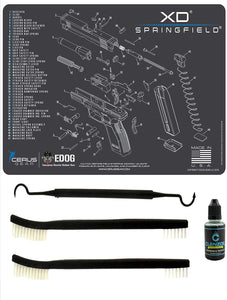 EDOG Springfield Armory XD 5 PC Cerus Gear Schematic Exploded View Heavy Duty Pistol Cleaning 12x17 Padded Gun-Work Surface Protector Mat Solvent & Oil Resistant & 3 PC Cleaning Essentials & Clenzoil