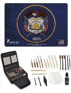 EDOG Gunslinger 20 PC Gun Cleaning Kit - Pistol Mat Utah State Flag Handgun Honor & Pride Pistol Mat & Gunslinger .22 .38 .357 9MM .45 Gun Cleaning Kit