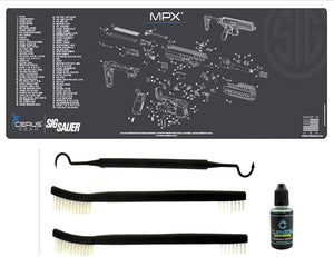 EDOG SIG MPX 5 Pc Schematic (Exploded View) Heavy Duty Rifle Cleaning 12”x 36” Padded Gun-Work Surface Protector Mat Solvent & Oil Resistant & 4 Pc Cleaning Essentials