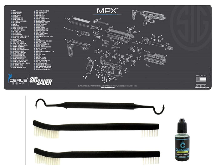 EDOG SIG MPX 5 Pc Schematic (Exploded View) Heavy Duty Rifle Cleaning 12”x 36” Padded Gun-Work Surface Protector Mat Solvent & Oil Resistant & 4 Pc Cleaning Essentials