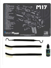 Load image into Gallery viewer, EDOG SIG M17 5 PC Cerus Gear Schematic (Exploded View) Heavy Duty Pistol Cleaning 12x17 Padded Gun-Work Surface Protector Mat Solvent &amp; Oil Resistant &amp; 3 PC Cleaning Essentials &amp; Clenzoil