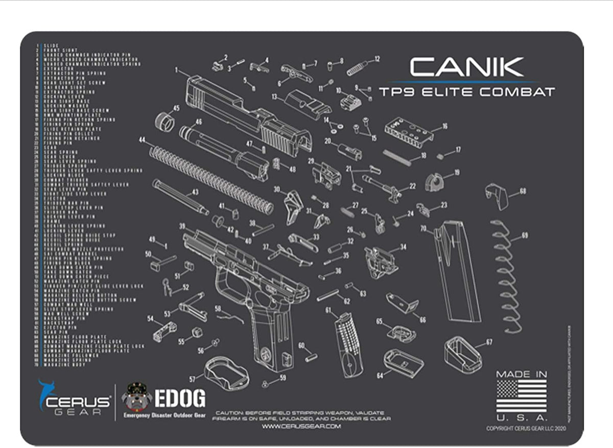 Canik TP 9 EliteCombat Gun Cleaning Mat - Schematic (Exploded View) Di ...