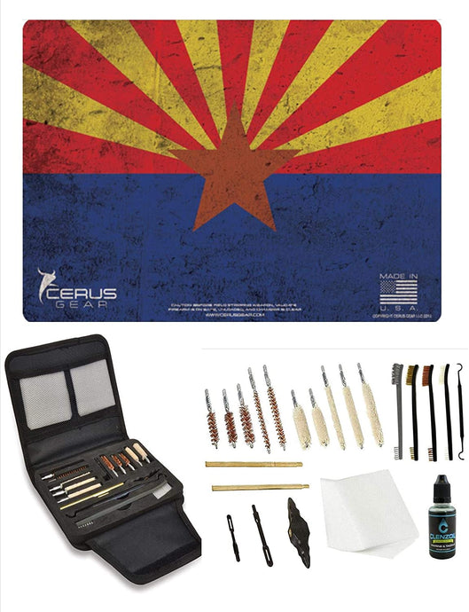 EDOG Gunslinger 20 PC Gun Cleaning Kit - Pistol Mat Arizona State Flag Handgun Honor & Pride Pistol Mat & Gunslinger .22 .38 .357 9MM .45 Gun Cleaning Kit