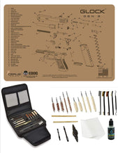 Load image into Gallery viewer, EDOG Gunslinger 20 PC Gun Cleaning Kit - Pistol Mat Compatible with Glock Gen3 - Schematic (Exploded View) Mat, Gunslinger Universal .22 .38 .357 9mm .40 &amp; .45 Caliber Kit - Tan