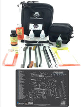 Load image into Gallery viewer, RangeMaster Elite EDC Bag Gun Cleaning Kit- Compatible for Sig P226 - Schematic Mat (Exploded View) with Hoppes Gun Oil No.9 Solvent &amp; Patches Clenzoil CLP 10 Pc Cleaning Accessories Set