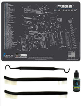 Load image into Gallery viewer, EDOG SIG P226 5 PC Cerus Gear Schematic (Exploded View) Heavy Duty Pistol Cleaning 12x17 Padded Gun-Work Surface Protector Mat Solvent &amp; Oil Resistant &amp; 3 PC Cleaning Essentials &amp; Clenzoil