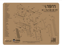 Load image into Gallery viewer, EDOG Gunslinger 20 PC Gun Cleaning Kit - Pistol Mat Compatible with Kimber 1911 Compact &amp; Pro - Tan - Schematic (Exploded View) Mat, Gunslinger Universal .22 .38 .357 9mm .40 &amp; .45 Caliber Kit