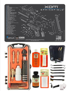 EDOG USA Outlaw 28 Pc Pistol Cleaning Kit - Compatible for Springfield Armory XDM - Schematic (Exploded View) Mat, Calibers 9MM to .45 & Tac Pak Pistol Cleaning Essentials Kit