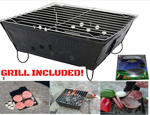 Portable Folding Barbecue Grill Stove Bag & SE BG107 Stove Bar-B-Que Grill Kits | Molle Straps | Carabiner Hooks | Backpacking | Hiking |Tail Gate Cooking (Deluxe Bag & Stove)
