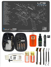 Load image into Gallery viewer, EDOG USA BANDIT 29 Pc Pistol Cleaning System - Compatible with Ruger LC9 - Schematic (Exploded View) Mat, Range Warrior Universal .22 9mm - .45 Kit &amp; Clenzoil CLP &amp; Hoppes Gun Oil &amp; Patchs