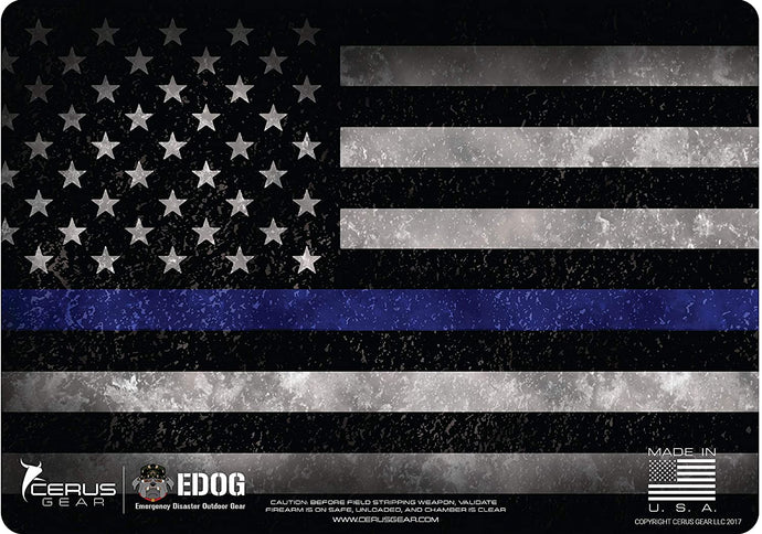 Cerus Gear Thin Blue Line Law Enforcement Promat Honoring Those That Serve & Sacrafice for Us Everyday Pistol Cleaning 12x17 Padded Gun-Work Surface Protector Mat Solvent & Oil Resistant & Bonus