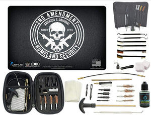 EDOG Premier 30 Pc Gun Cleaning System - 2nd Ammendment Honor & Pride Pistol ProMat, Range Warrior .22 .38 .357 9MM .45-20 PC & 12 PC Tac Book Cleaning Essentials Set
