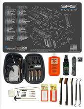 Load image into Gallery viewer, EDOG USA BANDIT 29 Pc Pistol Cleaning System - Compatible with Ruger SR9 - Schematic (Exploded View) Mat, Range Warrior Universal .22 9mm - .45 Kit &amp; Clenzoil CLP &amp; Hoppes Gun Oil &amp; Patchs