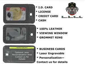 EDOG EDC / TACTICAL 100% LEATHER KEY CHAIN WALLET WITH CARABINER & I.C.E. CARDS