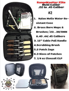 RangeMaster Elite EDC Bag Gun Cleaning Kit- Compatible for S&W M&P - Instructional Step by Step Pistol Mat with Hoppes Gun Oil No.9 Solvent & Patches Clenzoil CLP 10 Pc Cleaning Accessories Set